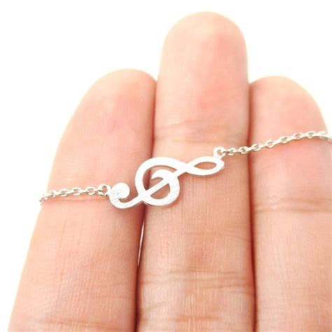 Classic Musical Note Treble Clef Shaped Music Themed Charm Necklace in Silver | Music jewelry ...