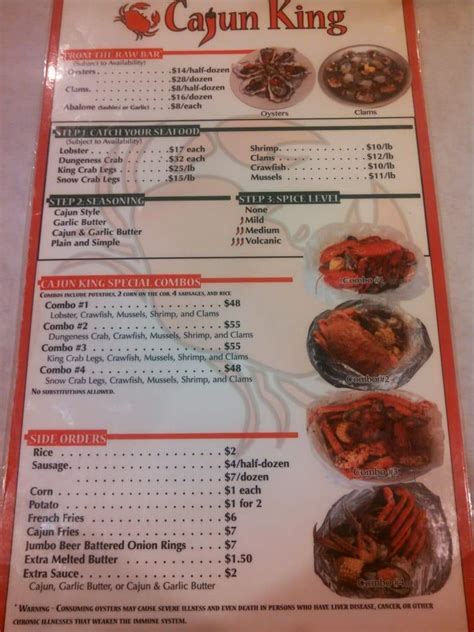 Menu at Cajun King Aiea restaurant, Aiea