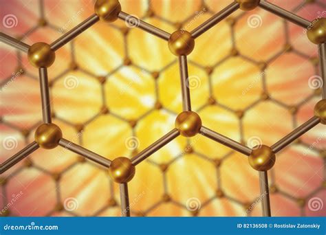 Rendering Nanotechnology Hexagonal Geometric Form Close-up, Concept Graphene Atomic Structure ...