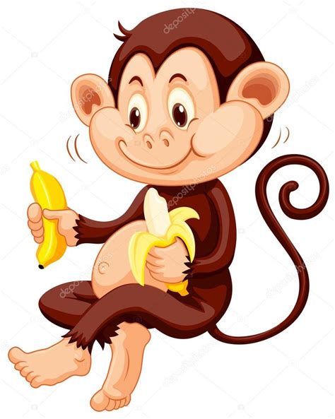 Monkey Eating Banana Cartoon