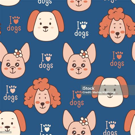 Funny Dogs Seamless Pattern Stock Illustration - Download Image Now - Animal, Animal Body Part ...