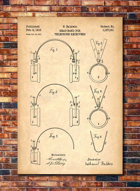 First Headphones Patent Print Art 1915 | Patent prints, Art prints, Print