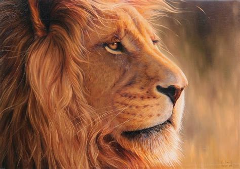 Great Lion Artwork, African Lion Painting, Realism Animals Hand Painted ...