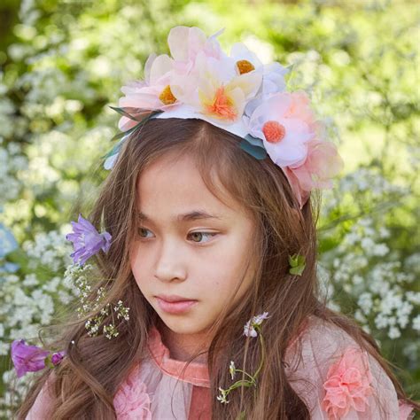 Meri Meri - Girls Pink & White Floral Hairband | Childrensalon