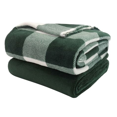 Mainstays Fleece Plush Throw Blanket, 50" x 60", Green Plaid, 2-Pack ...