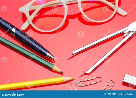 Professional Office Supplies or a Student`s Office Stock Image - Image of steel, pencil: 170279191