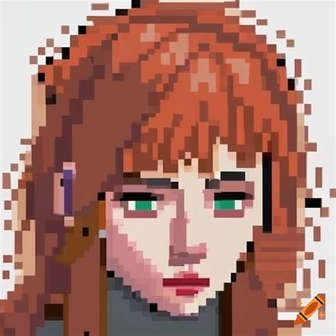 Pixel art of a red haired female character for a platform game