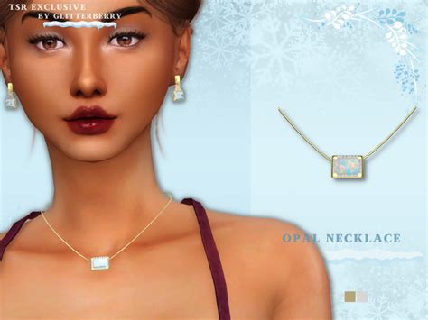 The Sims Resource - Opal Necklace Emerald Cut Diamond Earrings, Gold Pearl Earrings, Halo ...