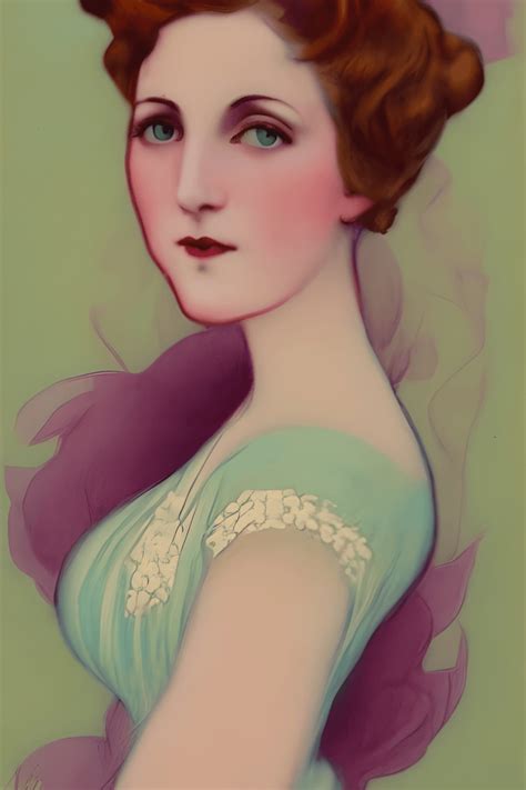 Art Nouveau Beautiful Woman in Spring Pastel Colors · Creative Fabrica