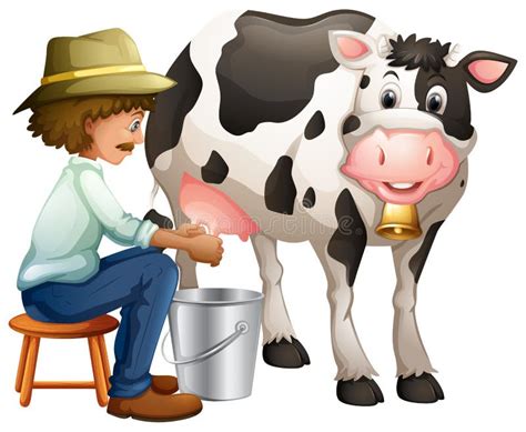 Milking a cow stock vector. Illustration of milk, milking - 35760390