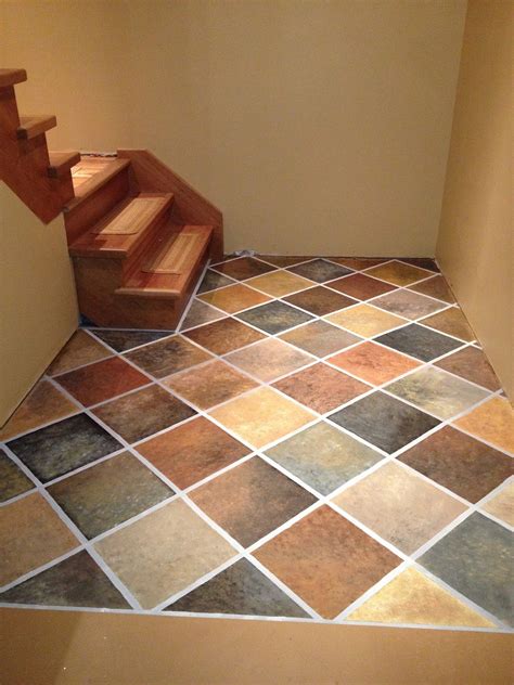 Hand painted Faux Slate Tile Floor on Concrete floor - Stonehaven ...