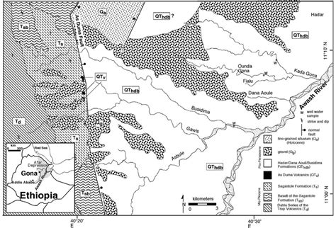 Geologic map of Gona, Afar, Ethiopia. | Download Scientific Diagram