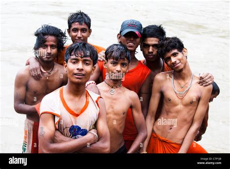 A bunch of young boys bathing in the Ganges River at Rishikesh Stock Photo: 39207571 - Alamy