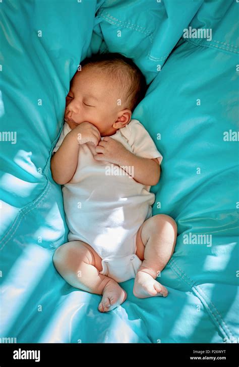 Baby Boy sleeping in a bean bag with partial sunlight Stock Photo - Alamy