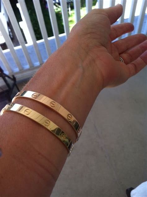Cartier Love PInk Gold + Yellow Gold stacked - thoughts?? | Rose gold cartier bracelet, Love ...