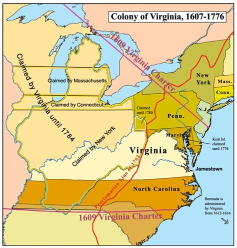 map of Virginia Colony 1607-1776