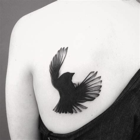 “Here's a tattoo I did a couple of years ago, a falling blackbird (not ...