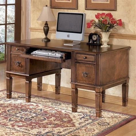 Ashley Furniture Furniture Hamlyn Office Desk in Medium Brown | Homesquare