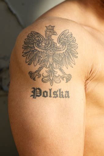 National Coat Of Arms Poland Tattoo Closeup Stock Photo - Download Image Now - iStock