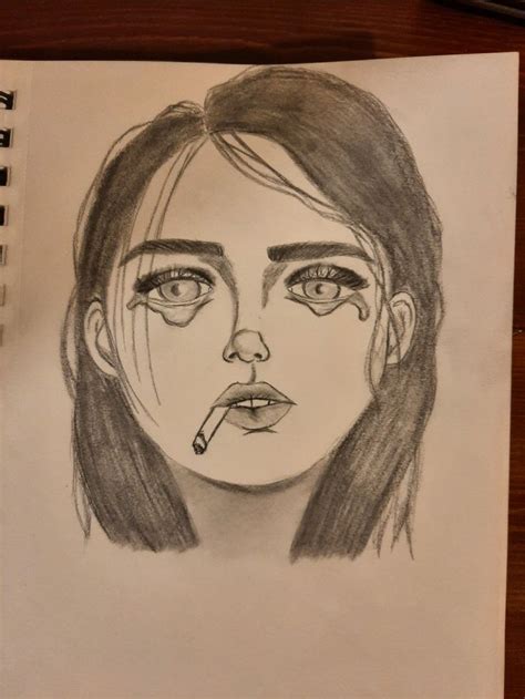 Crying Girl Drawing, Cry Drawing, Smoke Drawing, Sketch Painting, Sad Girl, Art School ...