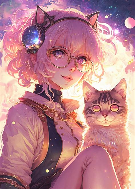 ArtStation - Kawaii Anime Cat girl in the space - Cute Cat Pet