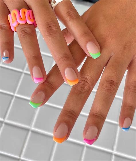 40 Cute & Coloured French Tip Nails : Colourful & Funky Funky French ...