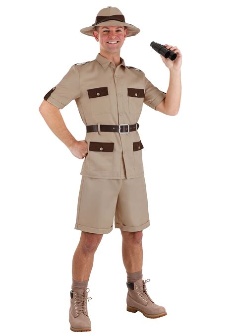 Mens Khaki Safari Jungle Explorer Suit Zoo Keeper Uniform Fancy Dress ...