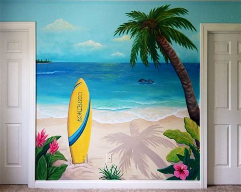 Beach mural | Surfboard painting, Beach wall art, Mural painting