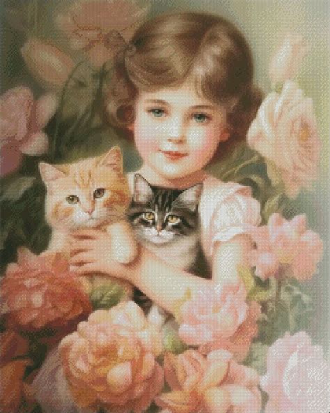 Her Feline Friends 4 Counted Cross Stitch Patterns Printable Chart PDF Format Needlework ...
