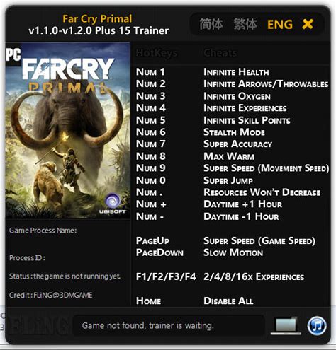 Far Cry: Primal Trainer +15 v1.1.0 - 1.2.0 FLiNG - download cheats ...