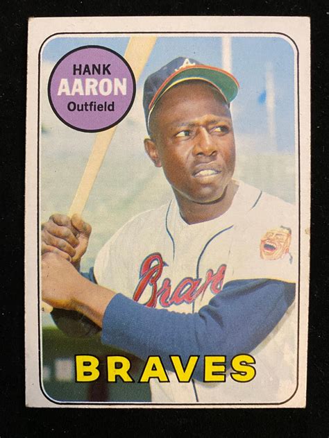 Lot - (EX) 1960 Topps Hank Aaron #100 Baseball Card - HOF - Atlanta Braves