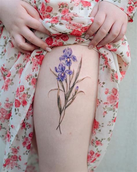 10 Best Iris Tattoo Designs and Meanings | Iris tattoo, Iris flower tattoo, Purple flower tattoos