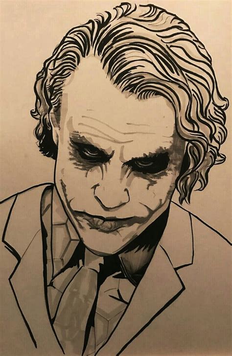 a drawing of the joker in black and white