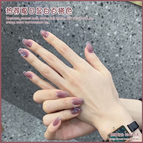 Haze purple gel nail polish set new crystal transparent color pengilat kuku 冰透雾紫色光疗指甲油 | Shopee ...