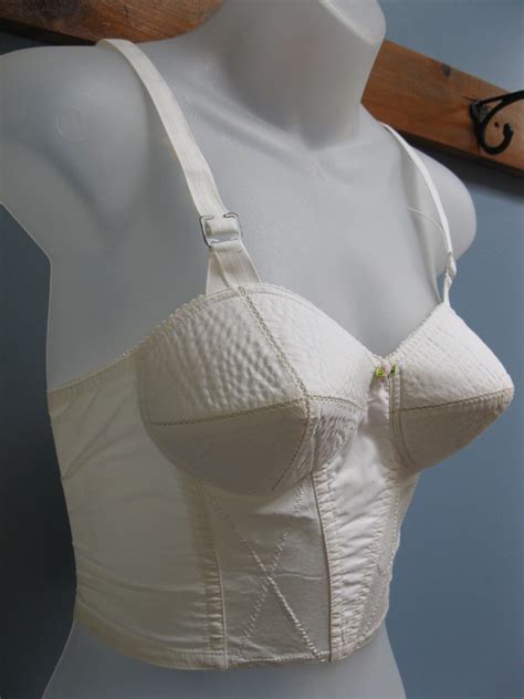 Vintage 1950's White Bullet Bra Longline Bombshell Cotton