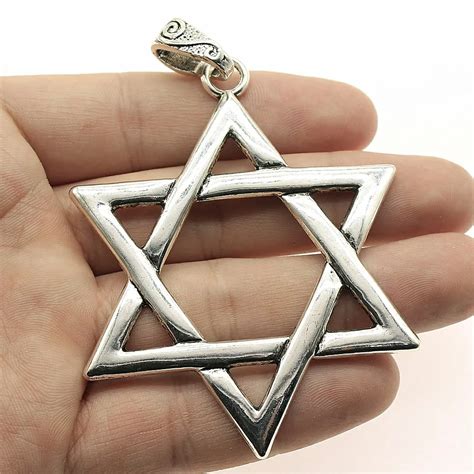 Aliexpress.com : Buy WYSIWYG 1pcs 75x59mm Star Of David Charm Antique Silver Plated Large Star ...