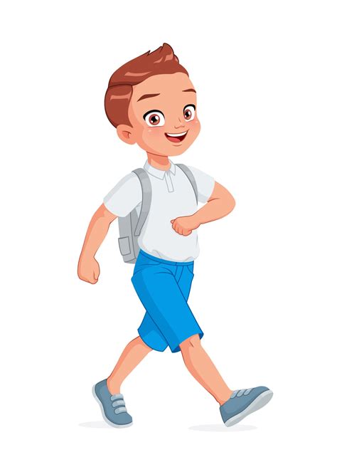 Boy Walking To School Cartoon