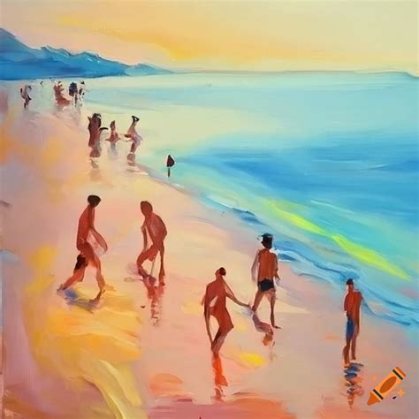 Beach scene in pastel colors on Craiyon