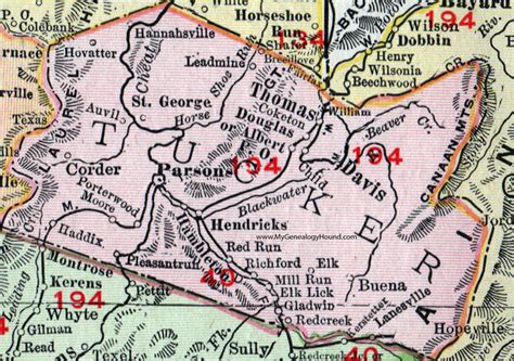 Tucker County, West Virginia 1911 Map by Rand McNally, Parsons, Davis, Thomas, Hendricks, WV