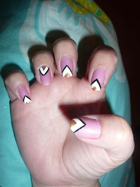 pink triangle nails | Triangle nails, Triangle nail art, Pink nails