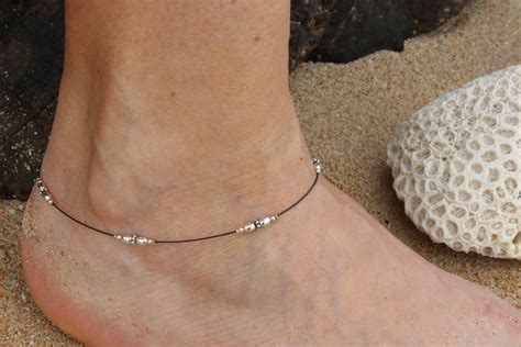 Sterling Silver Ankle Braceletthin Silver Ankletanklet Steel - Etsy