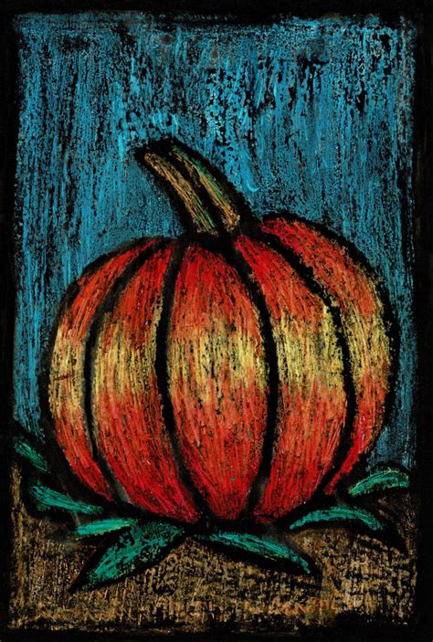 Fun Pumpkin Oil Pastel Relief Art Project | Julie Hammer