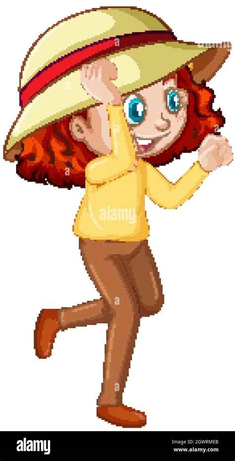 Red hair girl wearing yellow shirt and hat Stock Vector Image & Art - Alamy