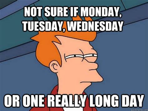 Not sure if monday, tuesday, wednesday Or one really long day - Futurama Fry - quickmeme