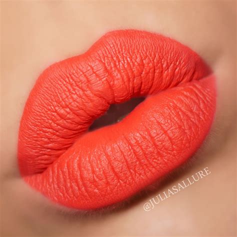 ABH in Electric Coral ABH AND NYX 112 A rich bright orange with hints of red | Purple lipstick ...