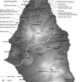 Map of Montserrat, showing the exclusion zone (Montserrat Volcano... | Download Scientific Diagram