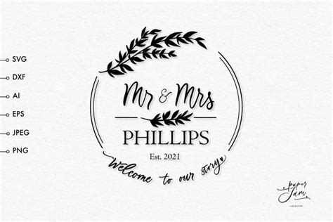 Wedding monogram frame svg, Mr and Mrs SVG, (1155468)