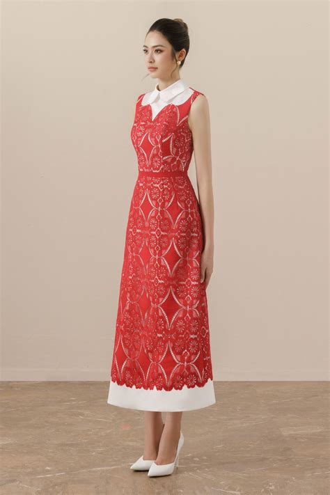 Bella A-line Collared Neck Lace Midi Dress | MEAN BLVD in 2024 | Dress, Simple dresses, Midi dress