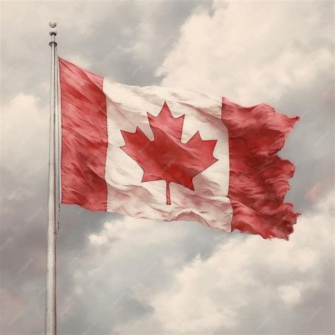 Premium AI Image | Arafed canadian flag flying in the wind on a cloudy ...