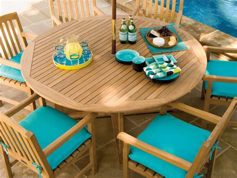 Outdoor Dining Table With Umbrella Hole - Umbrella Table Round Dining Aluminum Hole Woodard Cast ...